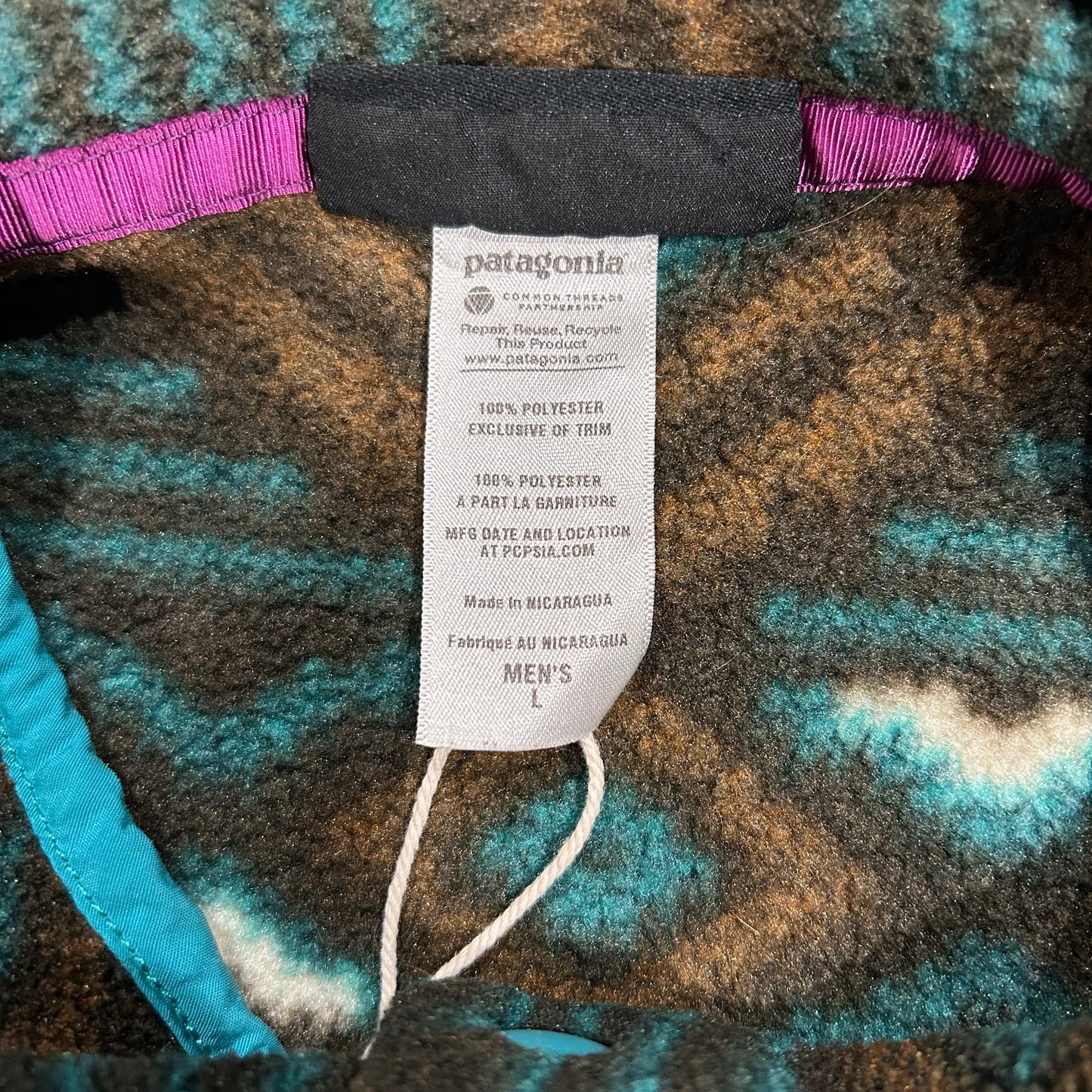 00's Patagonia パタゴニア スナップT 総柄フリース ブラウン(L)A8757F-SO