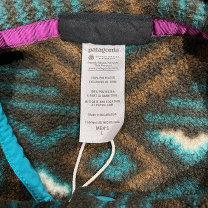 00's Patagonia パタゴニア スナップT 総柄フリース ブラウン(L)A8757F-SO