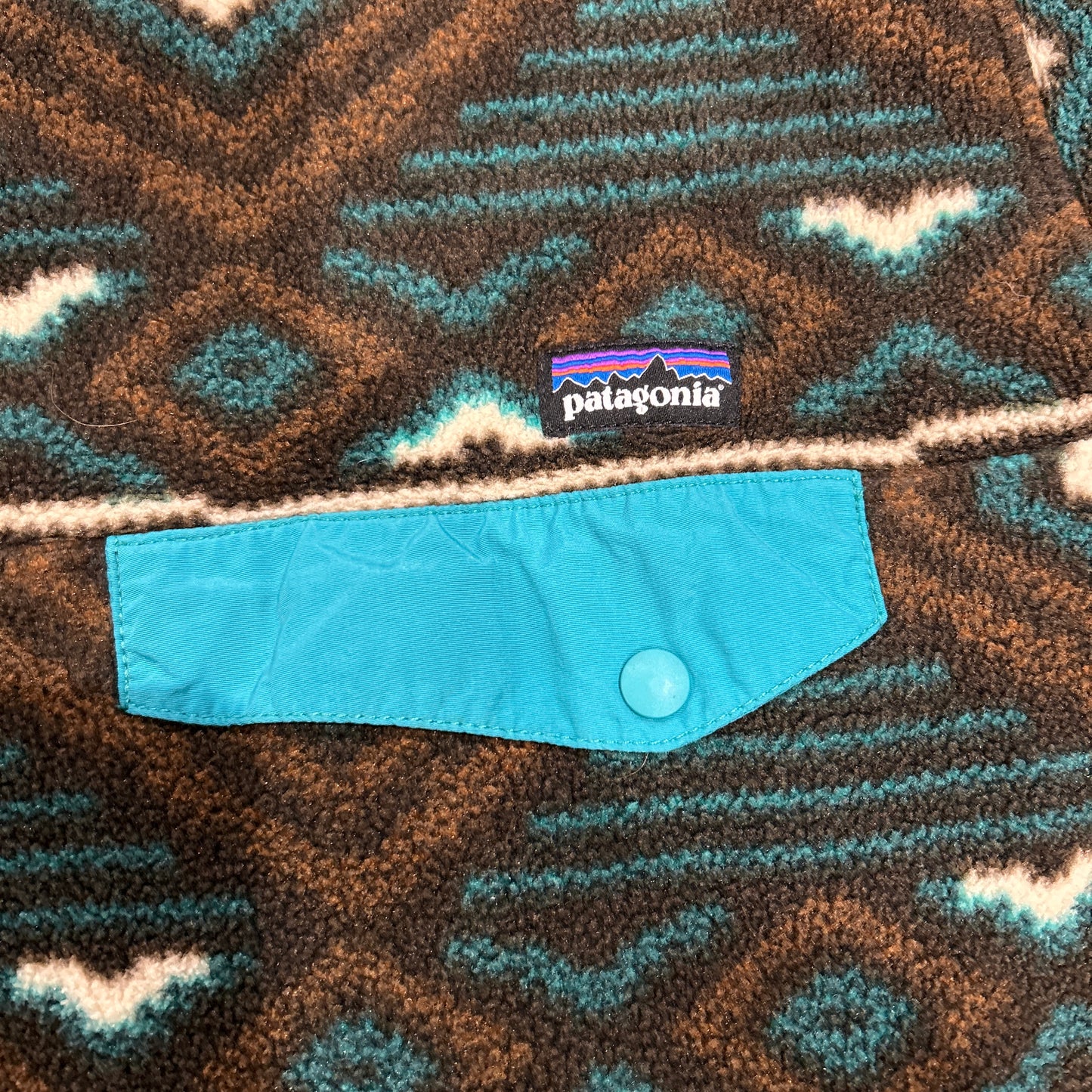 00's Patagonia パタゴニア スナップT 総柄フリース ブラウン(L)A8757F-SO