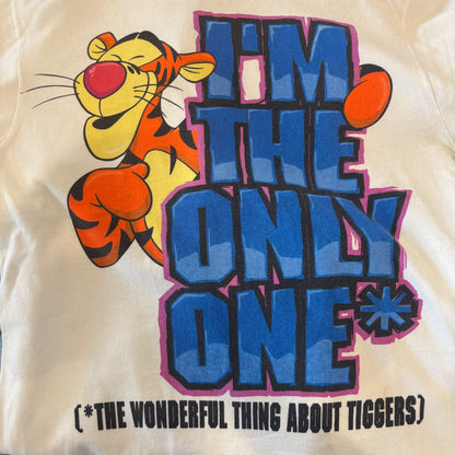 90's Disney Tigger "Wonderful Thing About Tiggers" キャラクターTシャツ 白 (S/M)/B3665T-SO