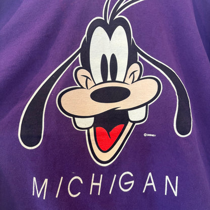 90's Disney Goofy "MICHIGAN" キャラクターTシャツ パープル (L)/B1977T-SO