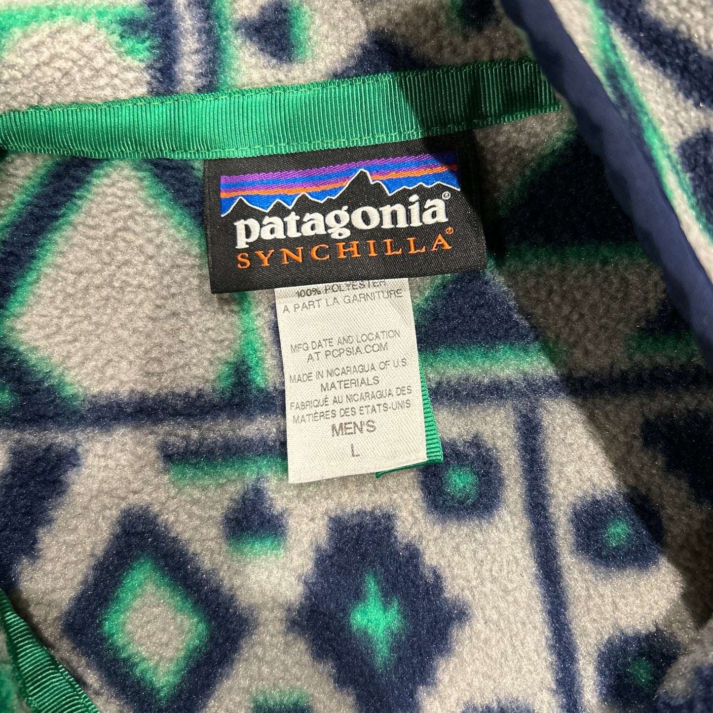 00's Patagonia パタゴニア スナップT 幾何学 総柄フリース グレー(L)/B3118F-SO