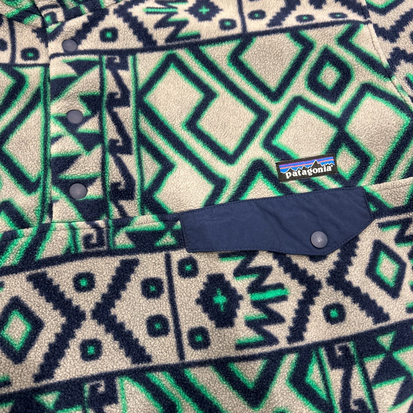 00's Patagonia パタゴニア スナップT 幾何学 総柄フリース グレー(L)/B3118F-SO
