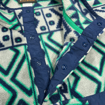 00's Patagonia パタゴニア スナップT 幾何学 総柄フリース グレー(L)/B3118F-SO