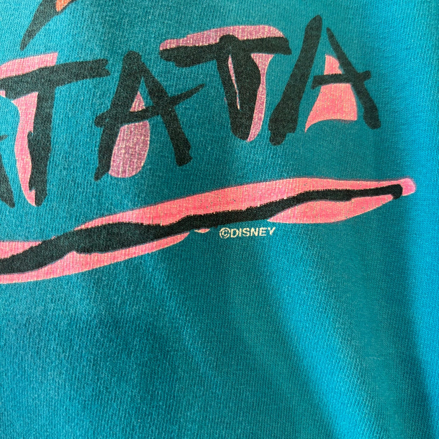 90's Disney Lion King "HAKUNA MATATA" キャラクターTシャツ ターコイズブルー (L)/A6758T-SO
