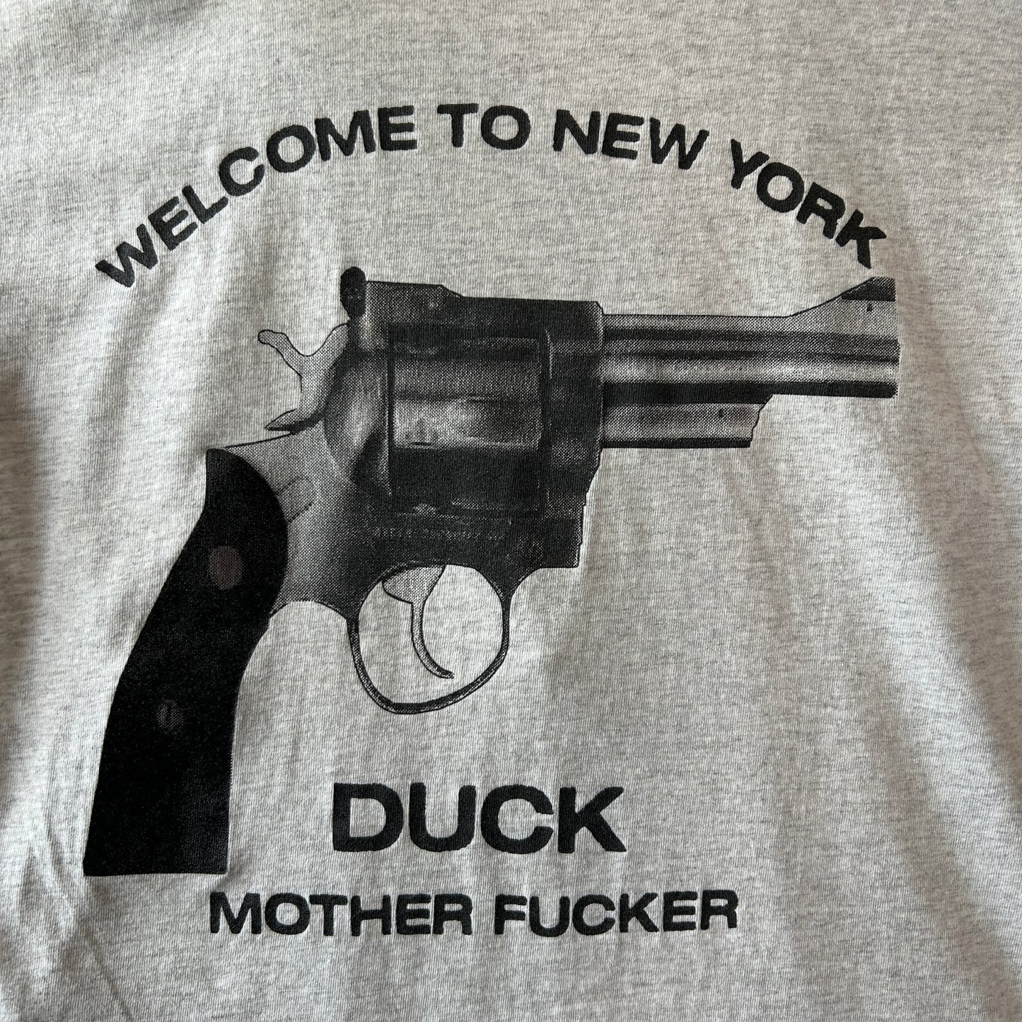 90~00's Welcome to New York DUCK Mother FXXXXr メッセージTシャツ グレー /C1064T-SO
