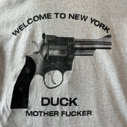 90~00's Welcome to New York DUCK Mother FXXXXr メッセージTシャツ グレー /C1064T-SO
