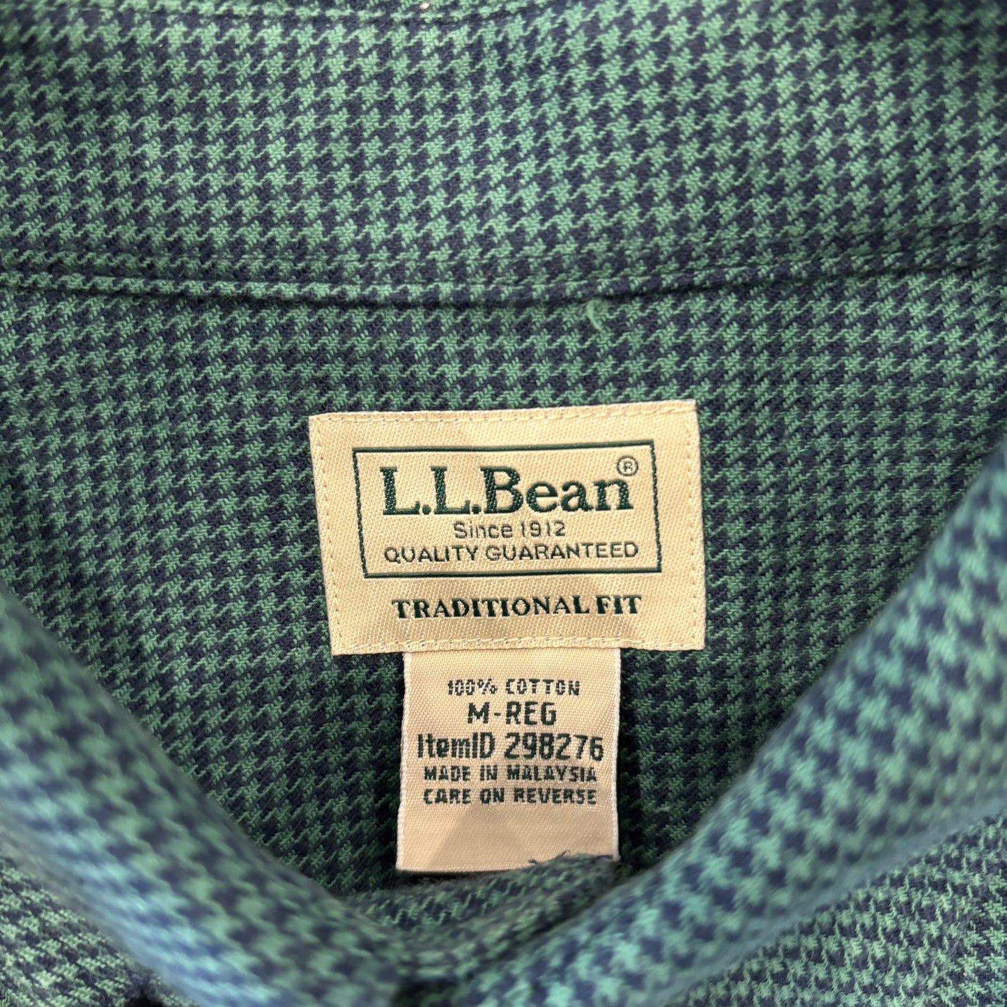 00's L.L.Bean エルエルビーン 千鳥格子柄 ボタンダウンシャツ 深緑 (M) /B4151SH-SO