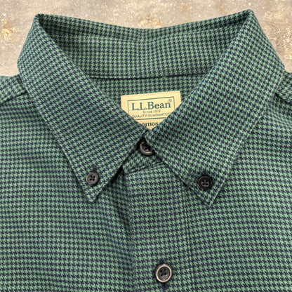 00's L.L.Bean エルエルビーン 千鳥格子柄 ボタンダウンシャツ 深緑 (M) /B4151SH-SO