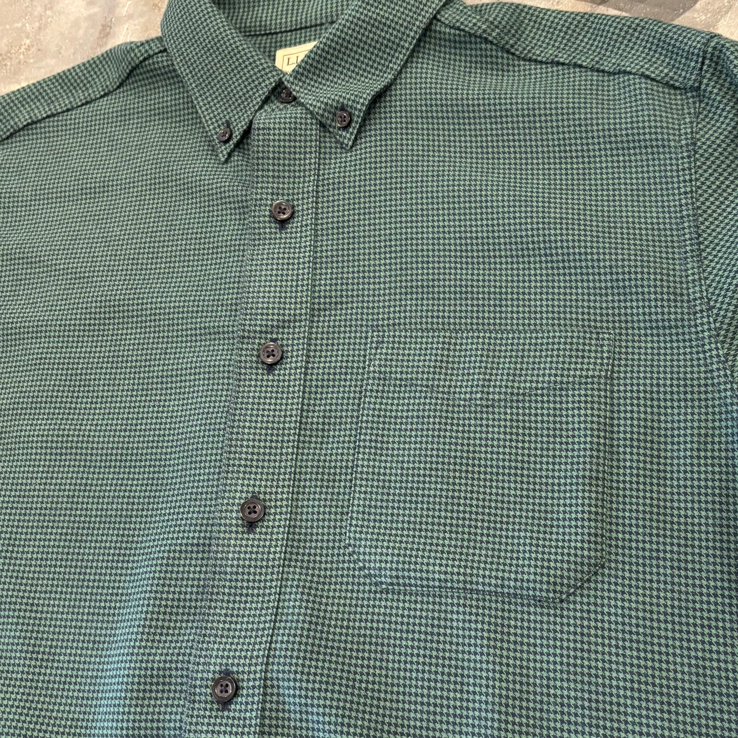 00's L.L.Bean エルエルビーン 千鳥格子柄 ボタンダウンシャツ 深緑 (M) /B4151SH-SO