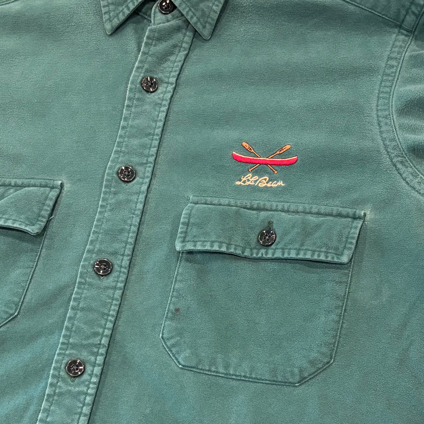 80's L.L.Bean エルエルビーン シャモアクロス シャツ 緑 (推定L）/B4152SH-SO