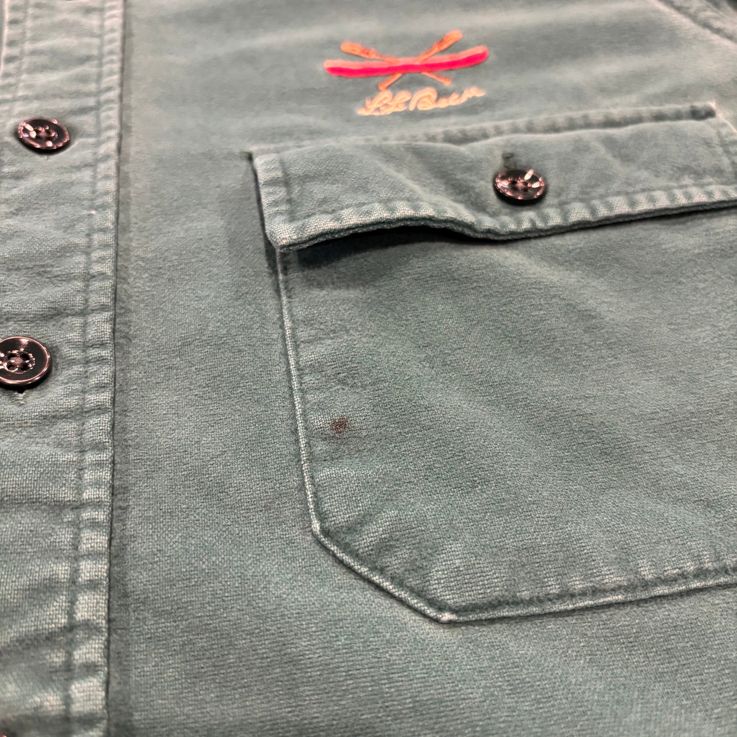 80's L.L.Bean エルエルビーン シャモアクロス シャツ 緑 (推定L）/B4152SH-SO