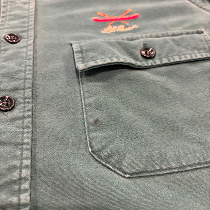 80's L.L.Bean エルエルビーン シャモアクロス シャツ 緑 (推定L）/B4152SH-SO