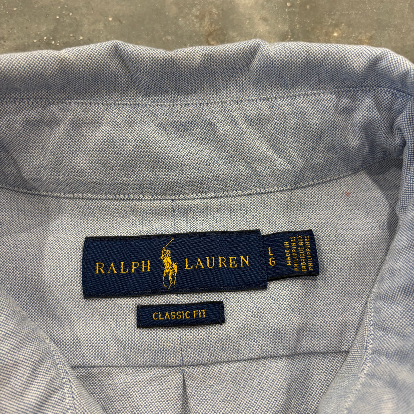 00's Ralph Lauren ラルフローレン ポロベア刺繍 ボタンダウンシャツ 水色 (L) /C1430SH-SO