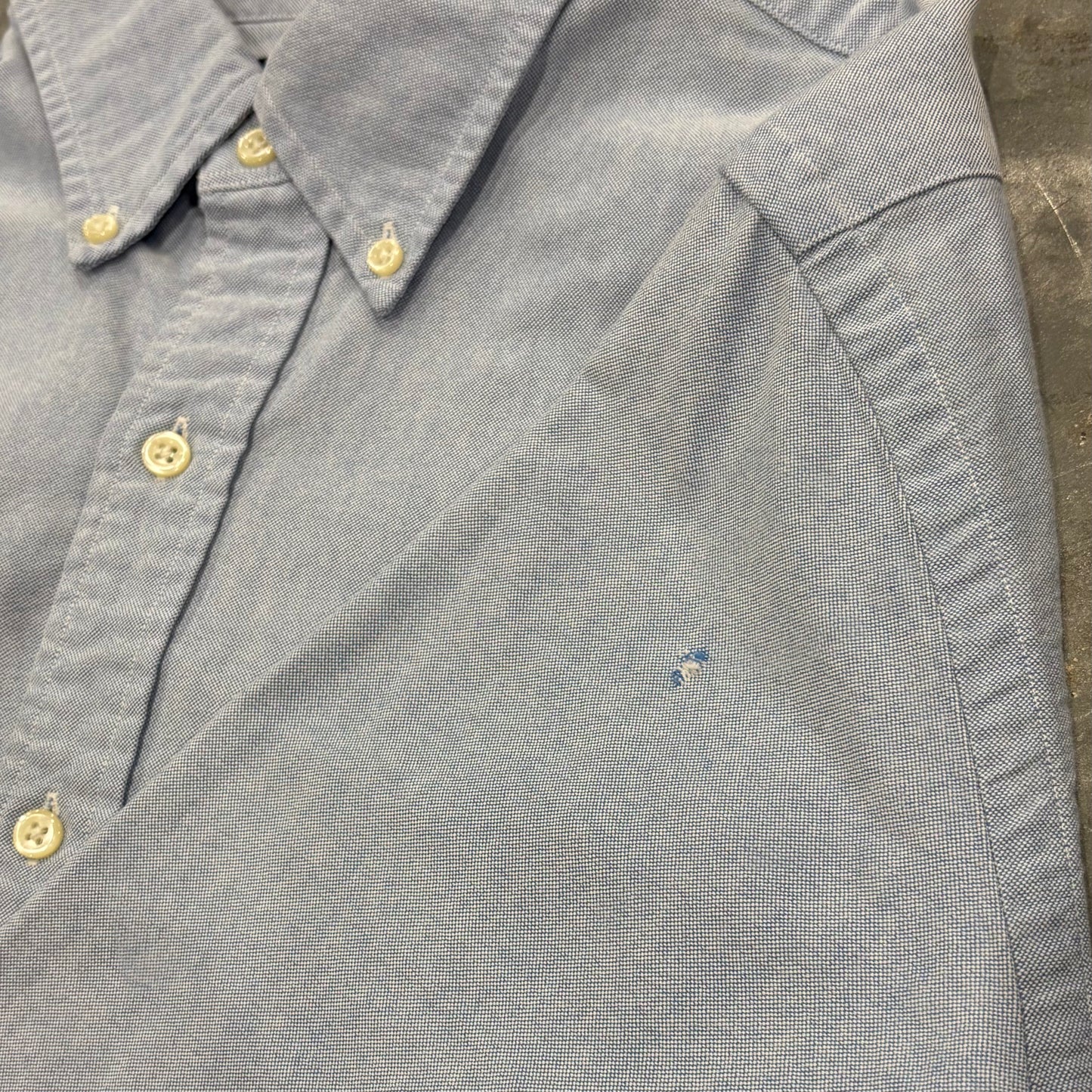 00's Ralph Lauren ラルフローレン ポロベア刺繍 ボタンダウンシャツ 水色 (L) /C1430SH-SO
