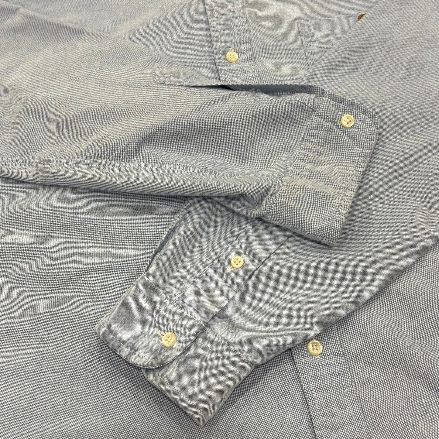 00's Ralph Lauren ラルフローレン ポロベア刺繍 ボタンダウンシャツ 水色 (L) /C1430SH-SO