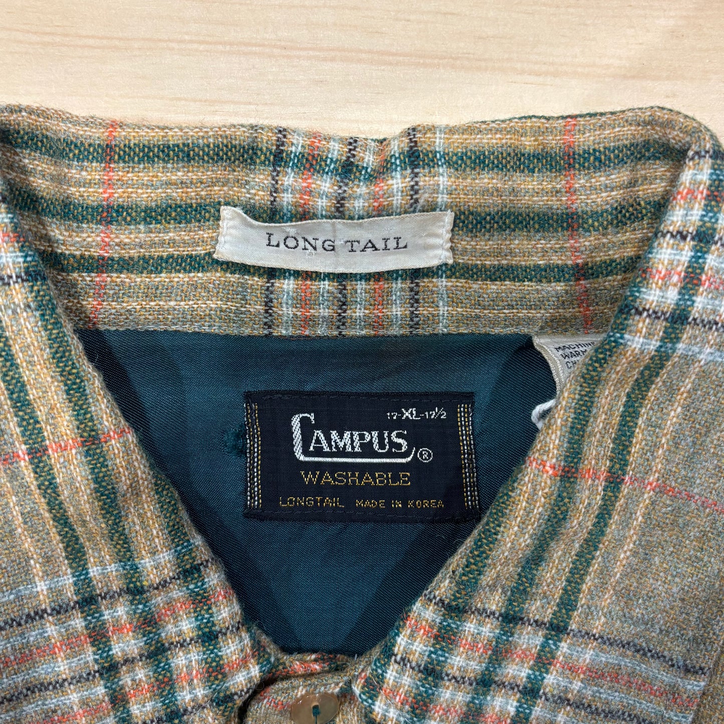 70's Campus ウールチェックシャツ 黄緑橙 (XL)/A6961S-SO