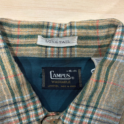 70's Campus ウールチェックシャツ 黄緑橙 (XL)/A6961S-SO