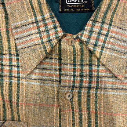 70's Campus ウールチェックシャツ 黄緑橙 (XL)/A6961S-SO