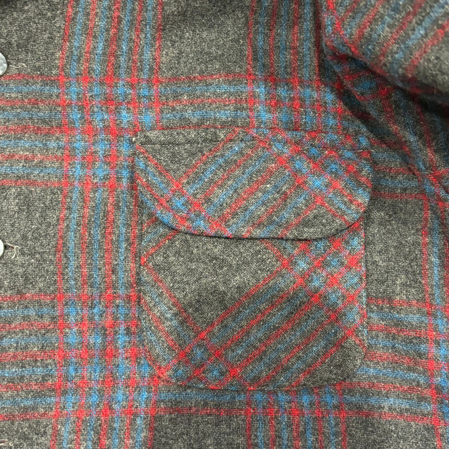 60's Towncraft ウールチェックシャツ 黒赤青 (M)/A8293S-SO