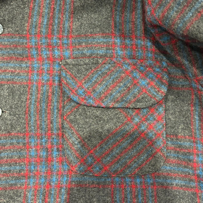 60's Towncraft ウールチェックシャツ 黒赤青 (M)/A8293S-SO