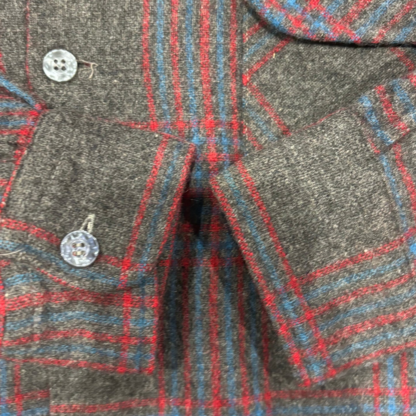 60's Towncraft ウールチェックシャツ 黒赤青 (M)/A8293S-SO