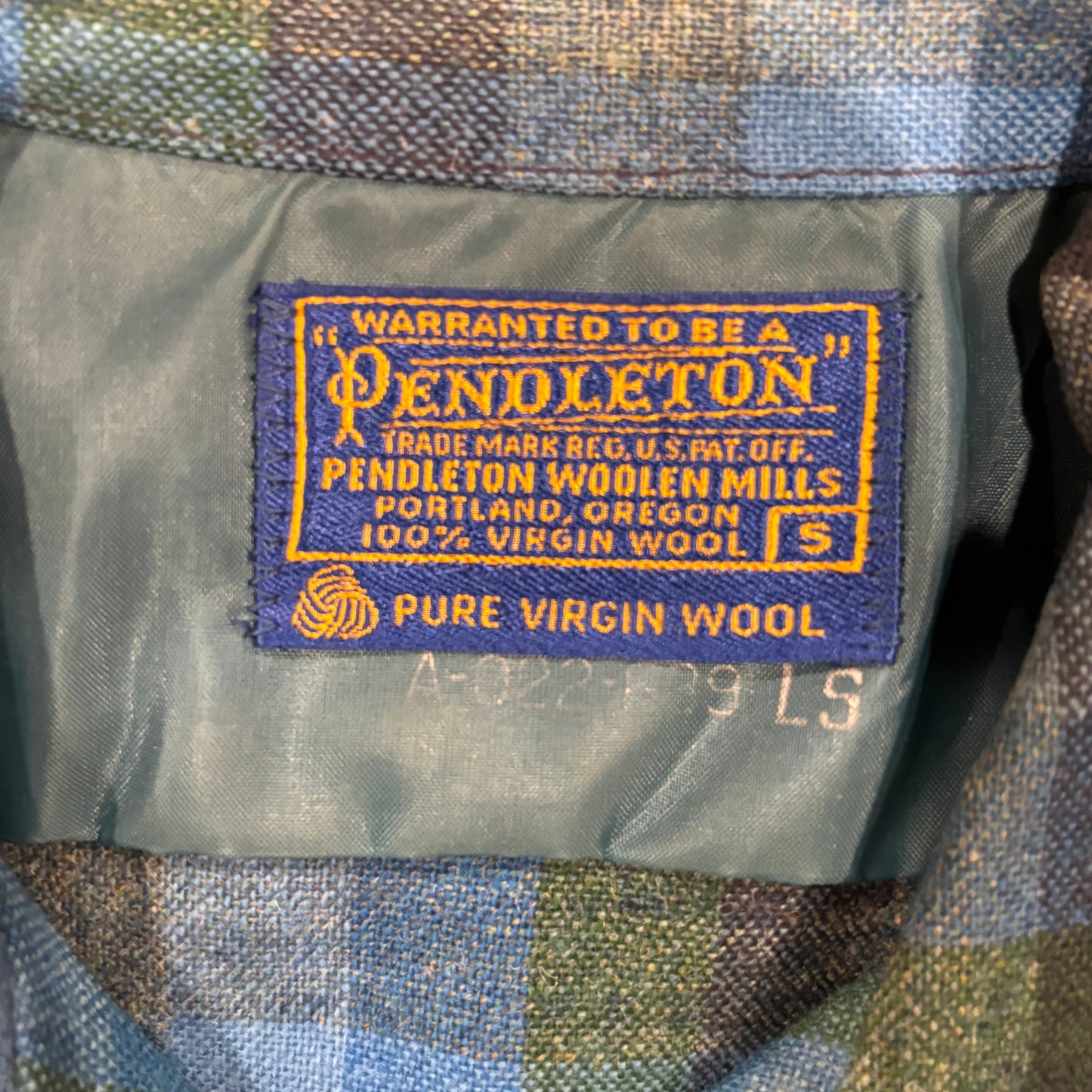 60's Pendleton ボードシャツ チェック 青緑紺 (S)/A8668S-SO