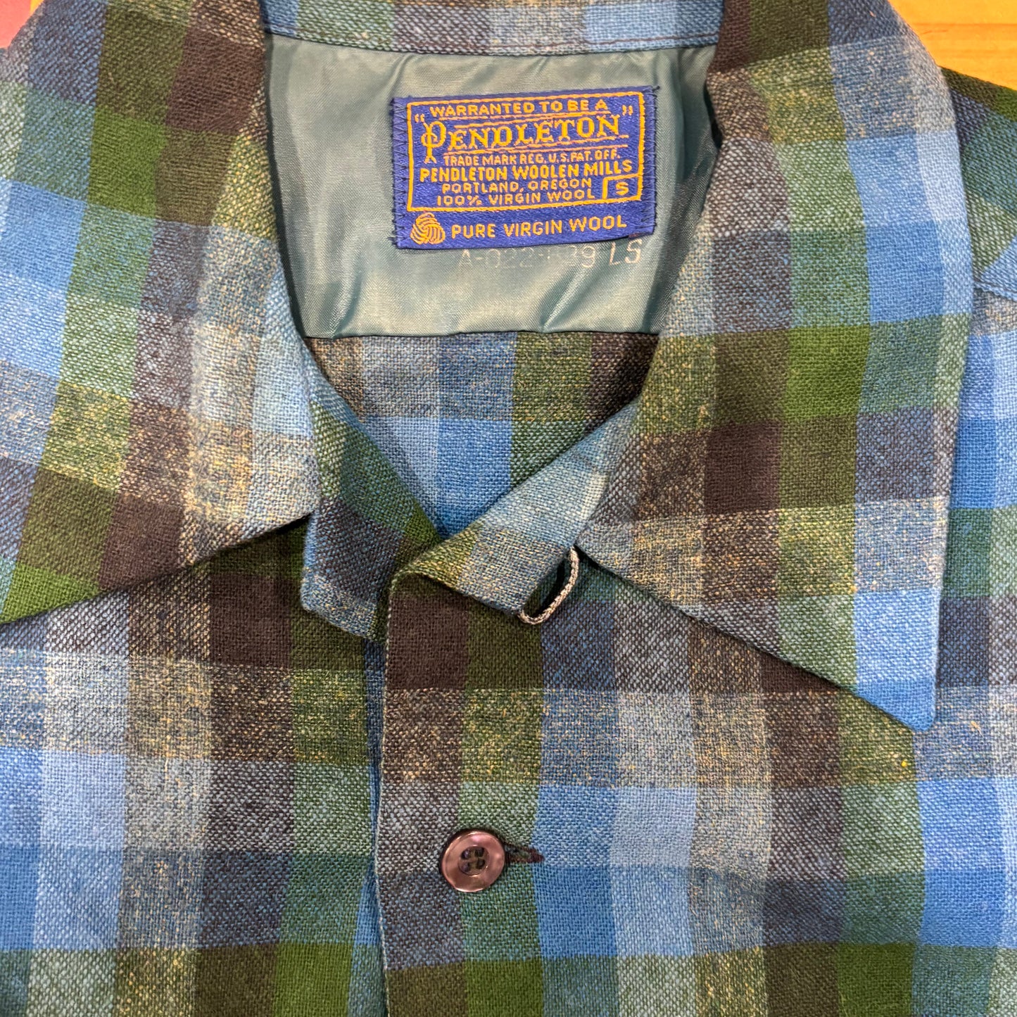 60's Pendleton ボードシャツ チェック 青緑紺 (S)/A8668S-SO