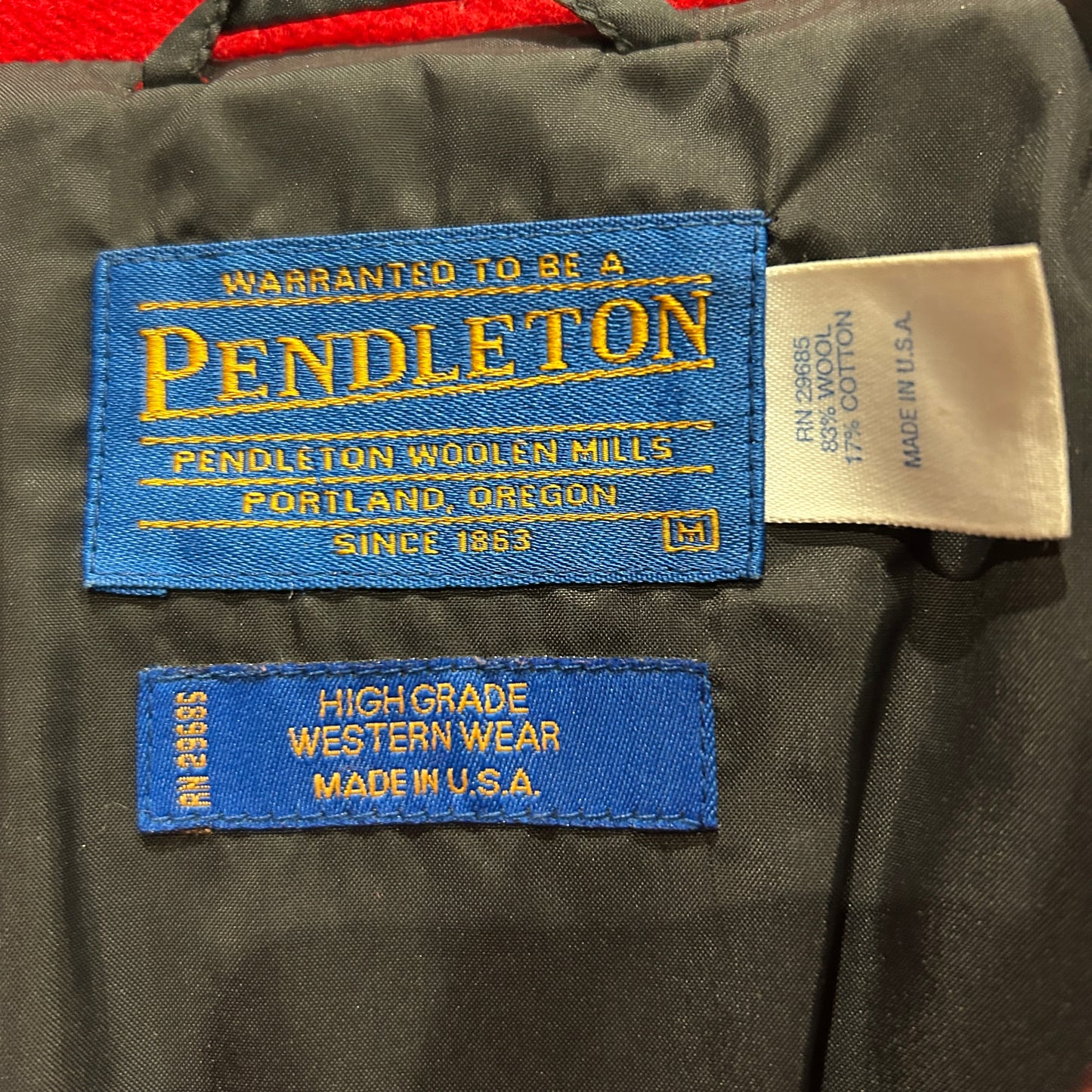 90's Pendleton ペンドルトン"HIGH GRADE WESTERN WEAR"ウールジャケット 赤(M)/A8901O-SO