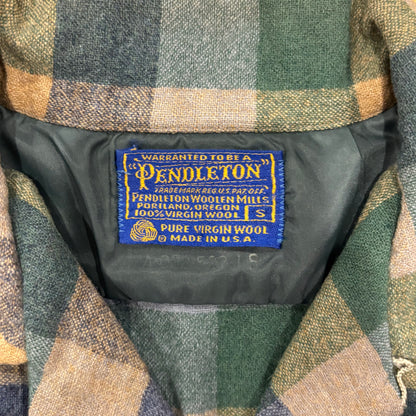 70's Pendleton ボードシャツ チェック 緑青灰 (S)/A8722S-SO