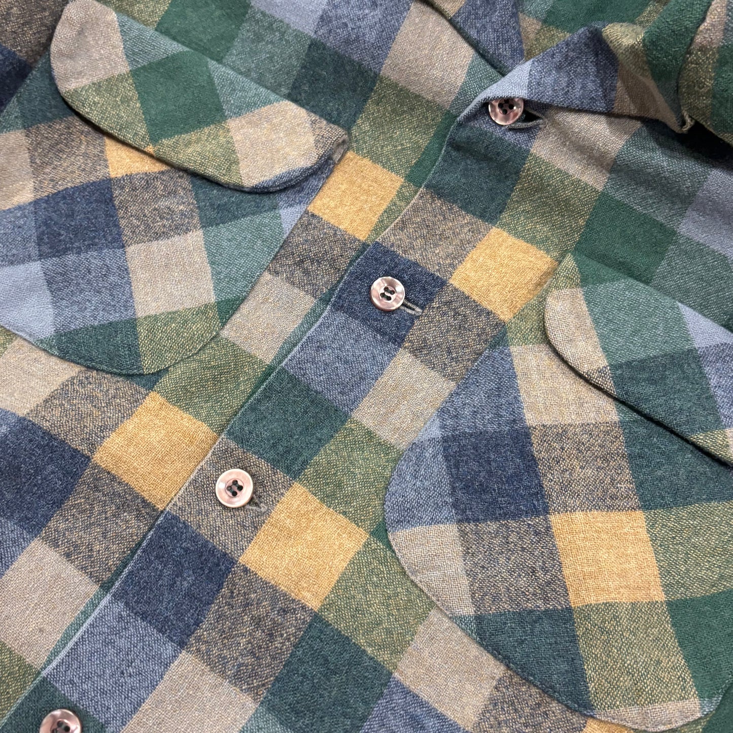 70's Pendleton ボードシャツ チェック 緑青灰 (S)/A8722S-SO