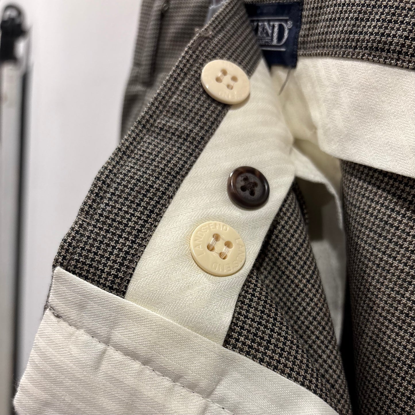 80-90's LANDS'END ランズエンド DIRECT MERCHANTS スラックス ベージュ×ブラウン (W37)/C0855P-SO