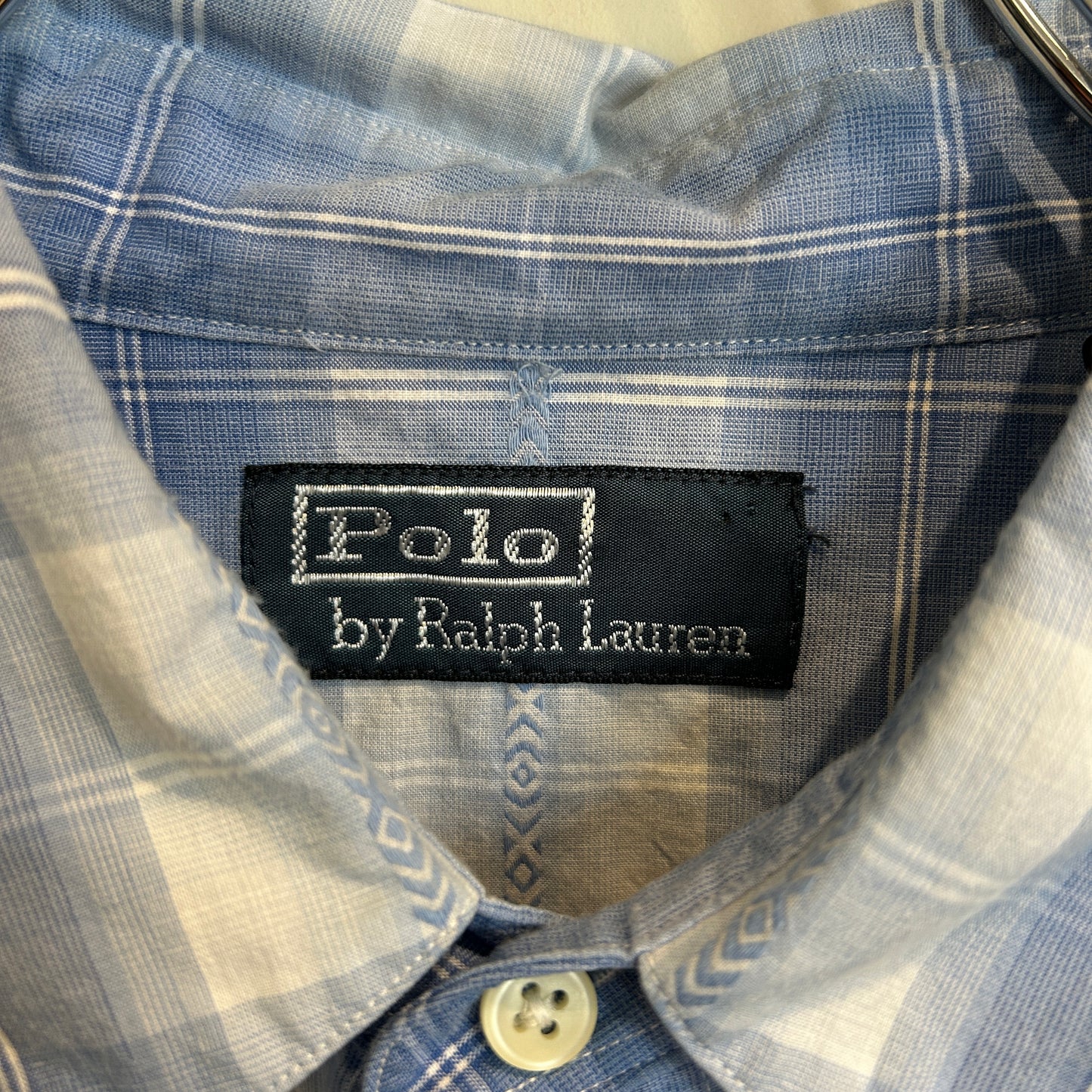 90~00's Polo by Ralph Lauren ラルフローレン チェック柄 ウエスタンシャツ 青白 (サイズ不明)/C1116S-SO