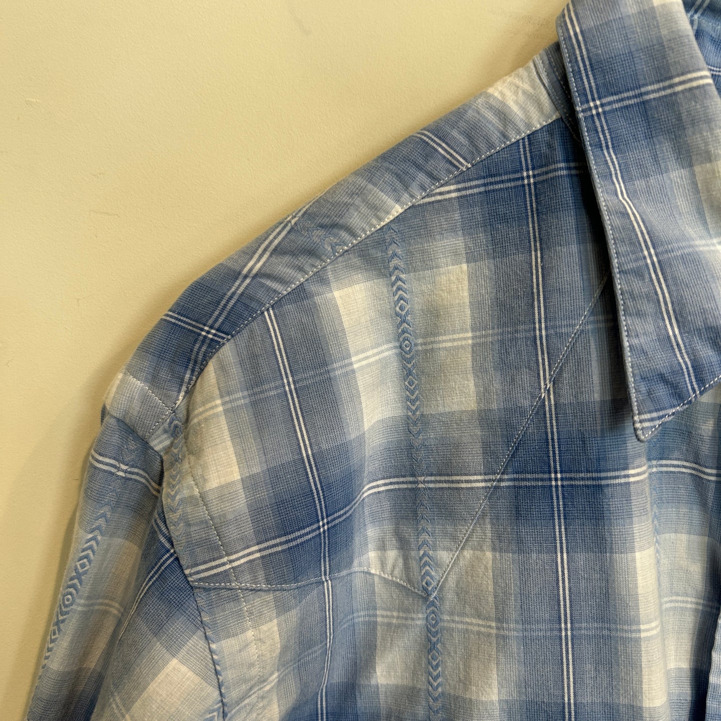 90~00's Polo by Ralph Lauren ラルフローレン チェック柄 ウエスタンシャツ 青白 (サイズ不明)/C1116S-SO