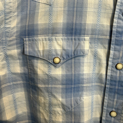 90~00's Polo by Ralph Lauren ラルフローレン チェック柄 ウエスタンシャツ 青白 (サイズ不明)/C1116S-SO