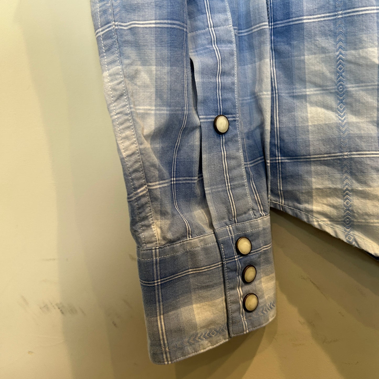 90~00's Polo by Ralph Lauren ラルフローレン チェック柄 ウエスタンシャツ 青白 (サイズ不明)/C1116S-SO