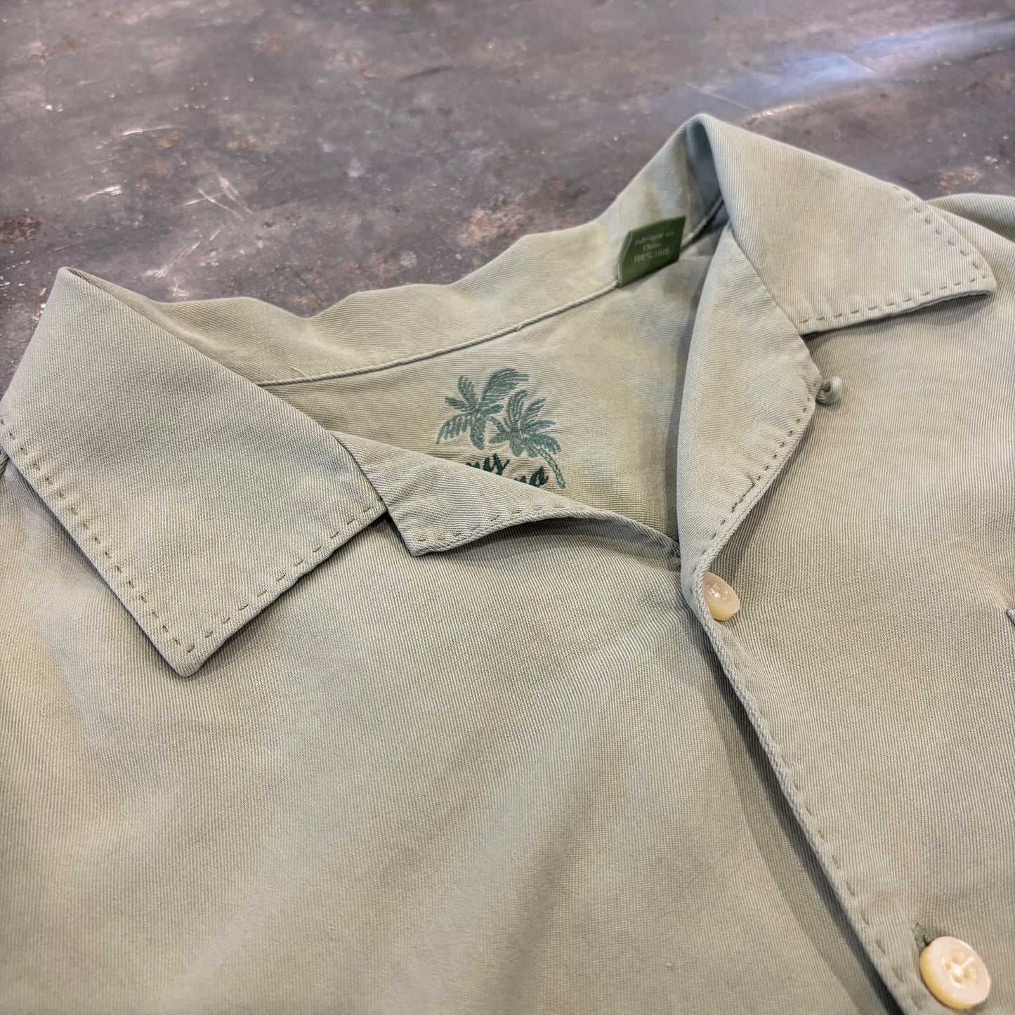 Tommy Bahama シルク オープンカラーシャツ ライトオリーブ (L)/B3680SH-SO