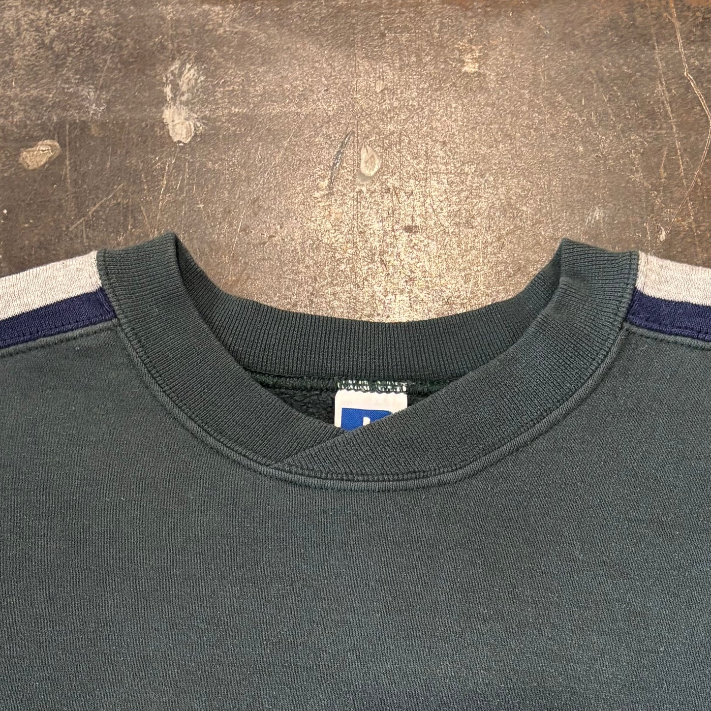 90's  Russell Athletic ラッセル 袖ライン 無地スウェット 深緑 (XL) /A7726S-SO