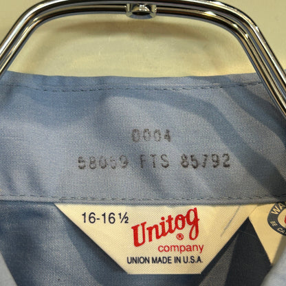 70's Uniteg AL Dowdle Gas ワーク 半袖シャツ 青 (L)/C1189S-SO