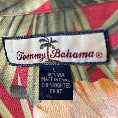 Tommy Bahama 花柄 シルク オープンカラー アロハシャツ 黄色 (L)/B3681SH-SO