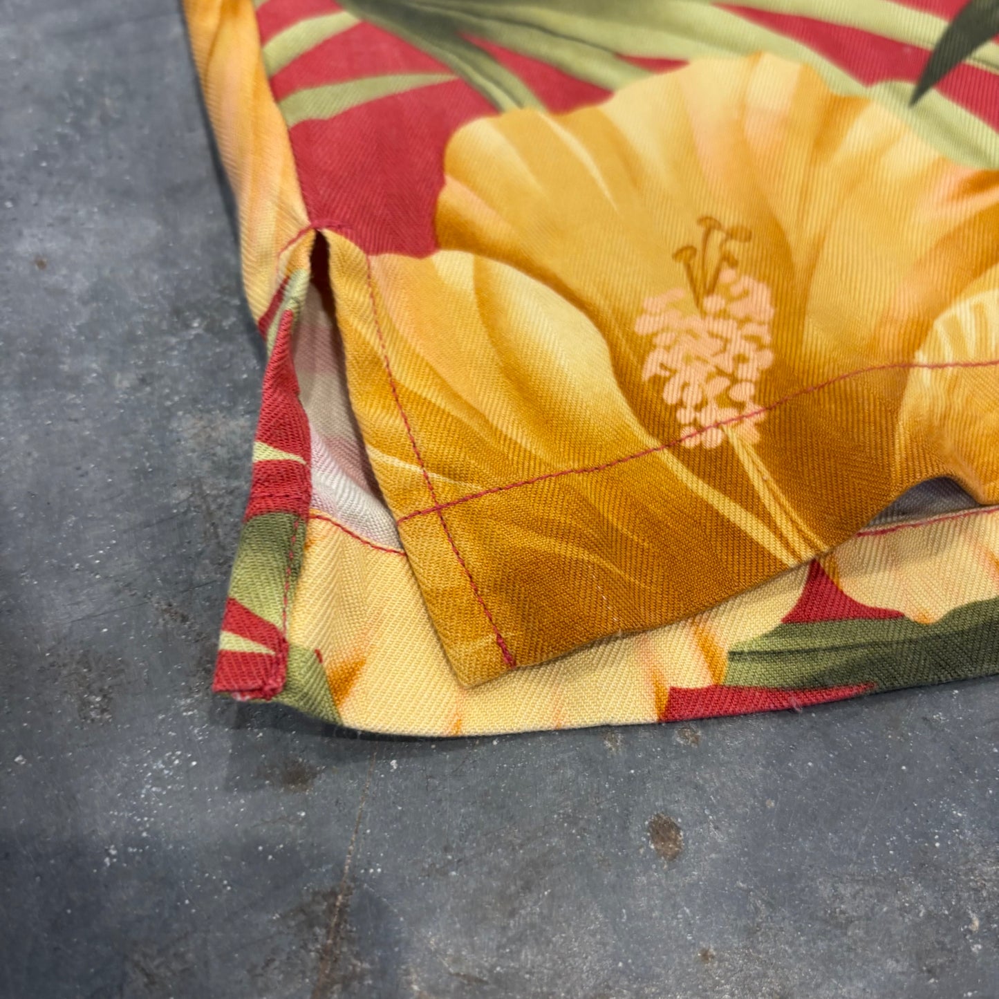 Tommy Bahama 花柄 シルク オープンカラー アロハシャツ 黄色 (L)/B3681SH-SO
