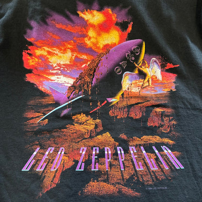 90's LED ZEPPELIN レッドツェッペリン Tシャツ Swan Song WINTERLAND 黒(XL)A6693T-SO