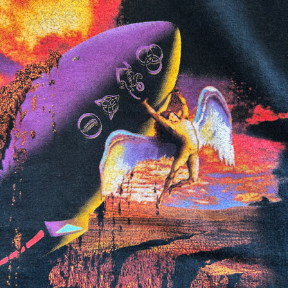 90's LED ZEPPELIN レッドツェッペリン Tシャツ Swan Song WINTERLAND 黒(XL)A6693T-SO