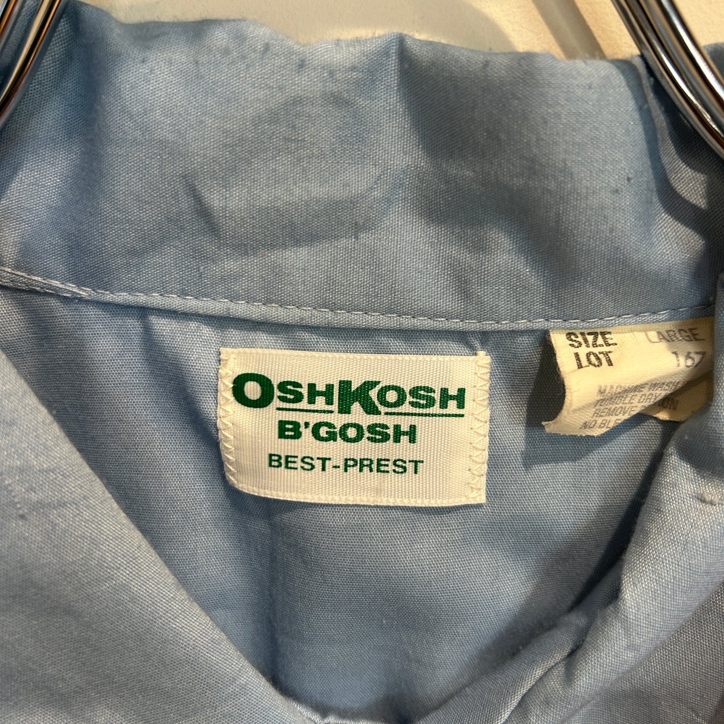 70's OshKosh Roger WIBC ABC s/s ボーリングシャツ 青 (L)/A7436S-SO