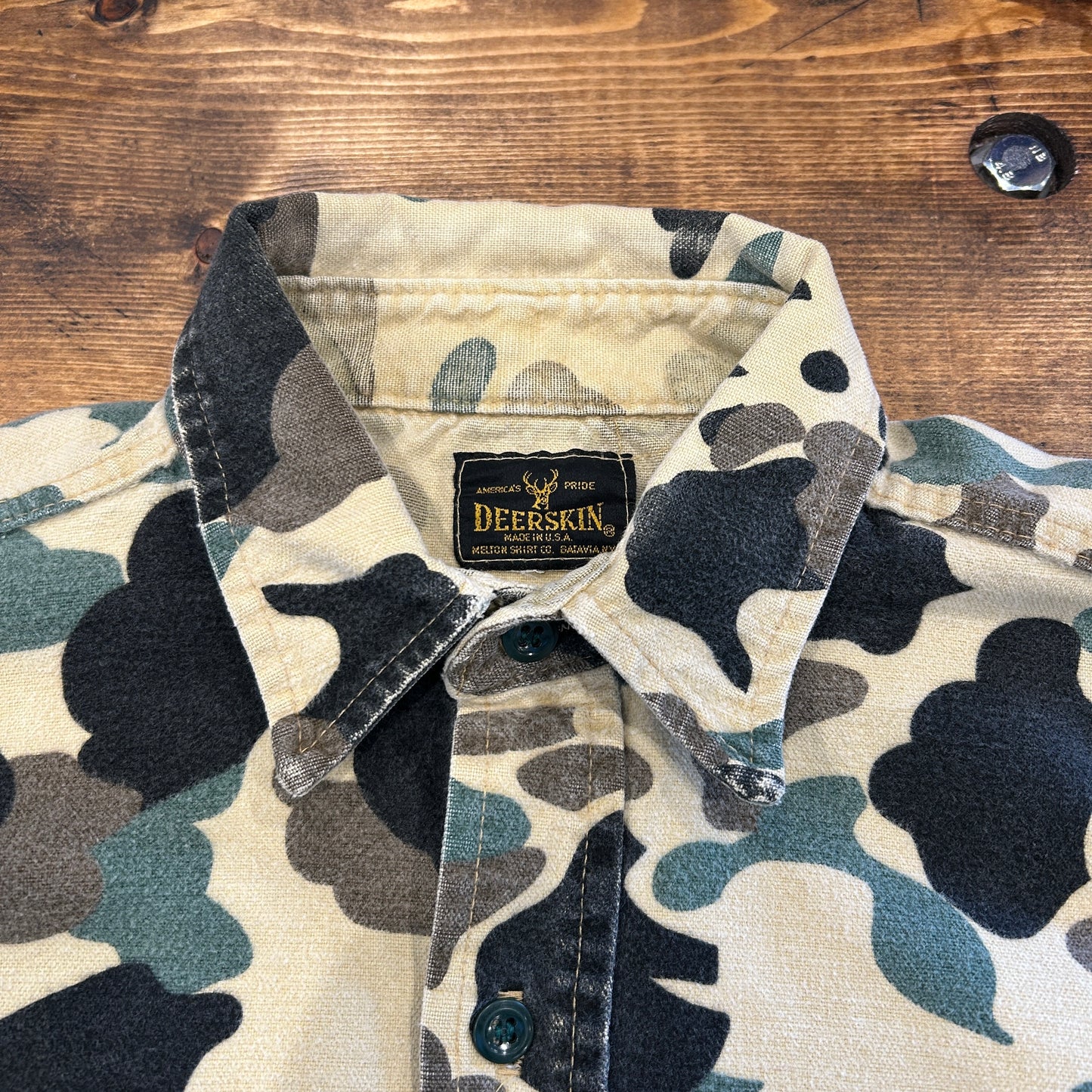 80's Melton DEERSKIN シャモアシャツ ハンティング カモ シャツ ベージュ (不明)/A8502S-SO