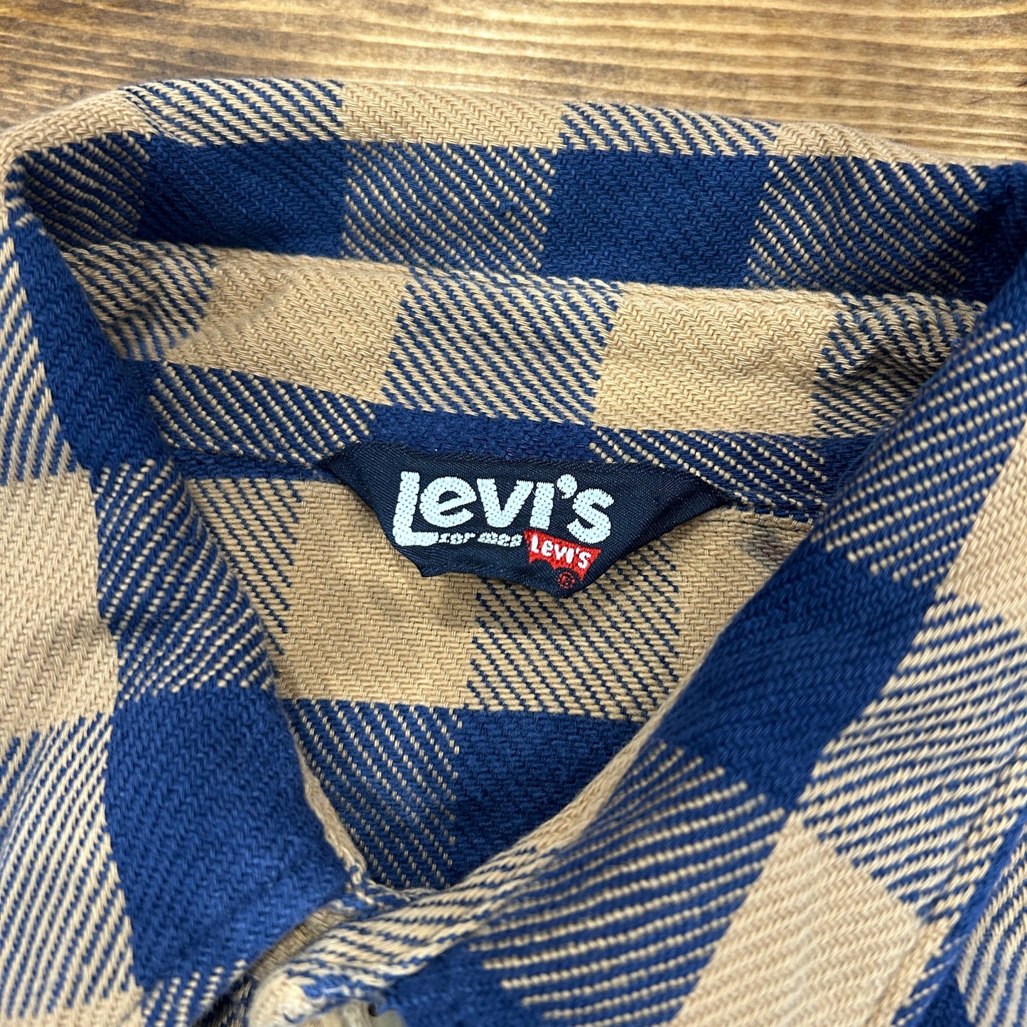 80's Levi's for men flannel shirt リーバイス ネルシャツ ベージュ ブルー (不明)/A8953SH-SO