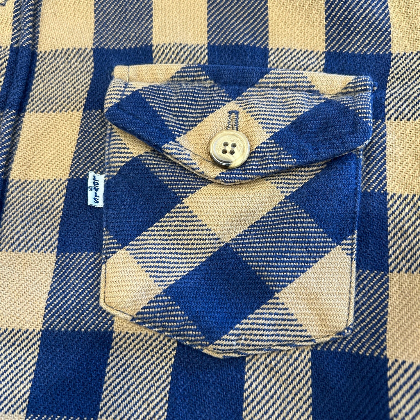 80's Levi's for men flannel shirt リーバイス ネルシャツ ベージュ ブルー (不明)/A8953SH-SO