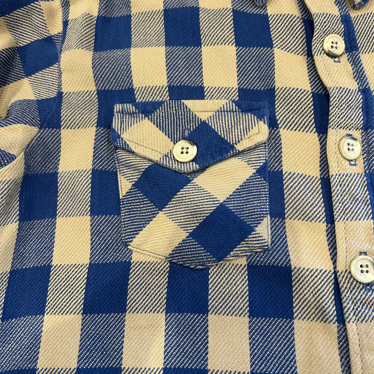 80's Levi's for men flannel shirt リーバイス ネルシャツ ベージュ ブルー (不明)/A8953SH-SO