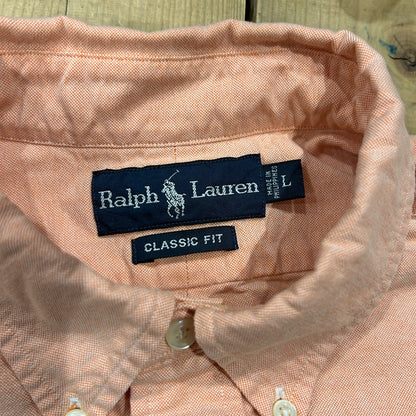 00's Ralph Lauren ラルフローレン Classic Fit オックスフォードBDシャツ サーモンピンク(L)/B1514SH-SO