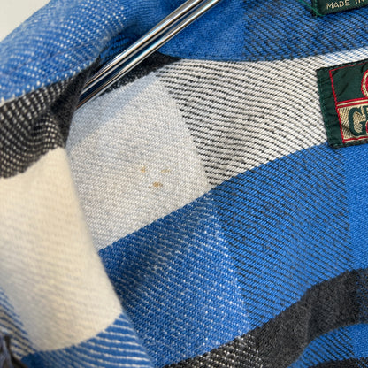 90's ~ GREATLAND チェック フランネルシャツ ブラック ブルー ホワイト (M)/C0281SH-SO